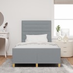 vidaXL Cadru de pat cu headboard Gri deschis 120 x 200 cm țesătură vidaXL Cadru de pat cu headboard Gri deschis 120 x 200 cm țesătură