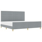 vidaXL Cadru de pat cu headboard Gri deschis 200 x 200 cm țesătură vidaXL Cadru de pat cu headboard Gri deschis 200 x 200 cm țesătură