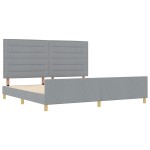 vidaXL Cadru de pat cu headboard Gri deschis 200 x 200 cm țesătură vidaXL Cadru de pat cu headboard Gri deschis 200 x 200 cm țesătură