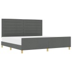 vidaXL Cadru de pat cu headboard Gri închis 200 x 200 cm țesătură vidaXL Cadru de pat cu headboard Gri închis 200 x 200 cm țesătură