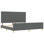 vidaXL Cadru de pat cu headboard Gri închis 200 x 200 cm țesătură vidaXL Cadru de pat cu headboard Gri închis 200 x 200 cm țesătură