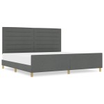 vidaXL Cadru de pat cu headboard Gri închis 200 x 200 cm țesătură vidaXL Cadru de pat cu headboard Gri închis 200 x 200 cm țesătură