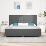 vidaXL Cadru de pat cu headboard Gri închis 200 x 200 cm țesătură vidaXL Cadru de pat cu headboard Gri închis 200 x 200 cm țesătură