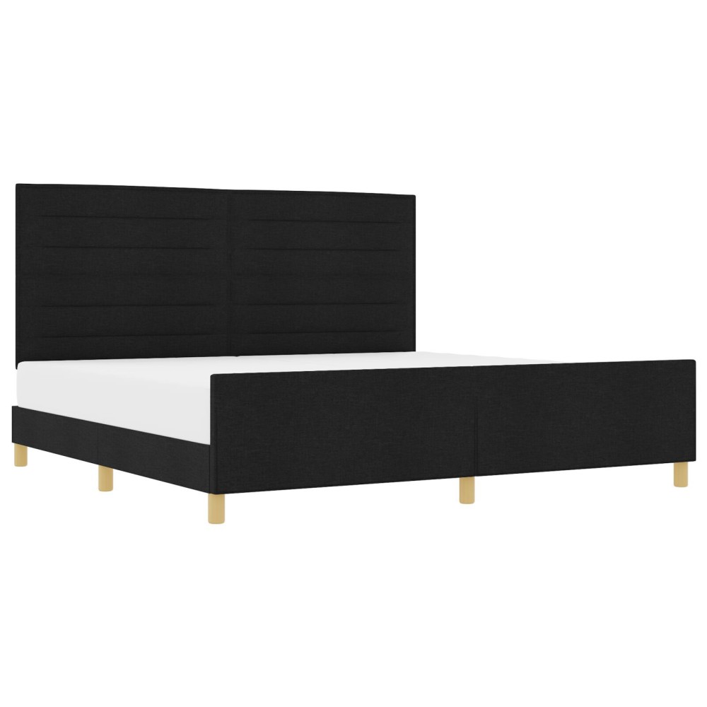 vidaXL Cadru de pat cu headboard Negru 200 x 200 cm țesătură