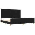 vidaXL Cadru de pat cu headboard Negru 200 x 200 cm țesătură vidaXL Cadru de pat cu headboard Negru 200 x 200 cm țesătură