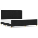 vidaXL Cadru de pat cu headboard Negru 200 x 200 cm țesătură vidaXL Cadru de pat cu headboard Negru 200 x 200 cm țesătură