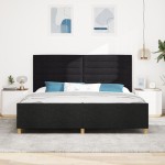 vidaXL Cadru de pat cu headboard Negru 200 x 200 cm țesătură vidaXL Cadru de pat cu headboard Negru 200 x 200 cm țesătură