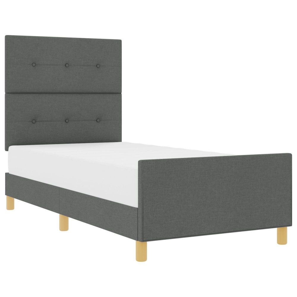 vidaXL Cadru de pat cu headboard Gri închis 80 x 200 cm țesătură