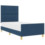vidaXL Cadru de pat cu headboard albastru 90 x 190 cm țesătură vidaXL Cadru de pat cu headboard albastru 90 x 190 cm țesătură