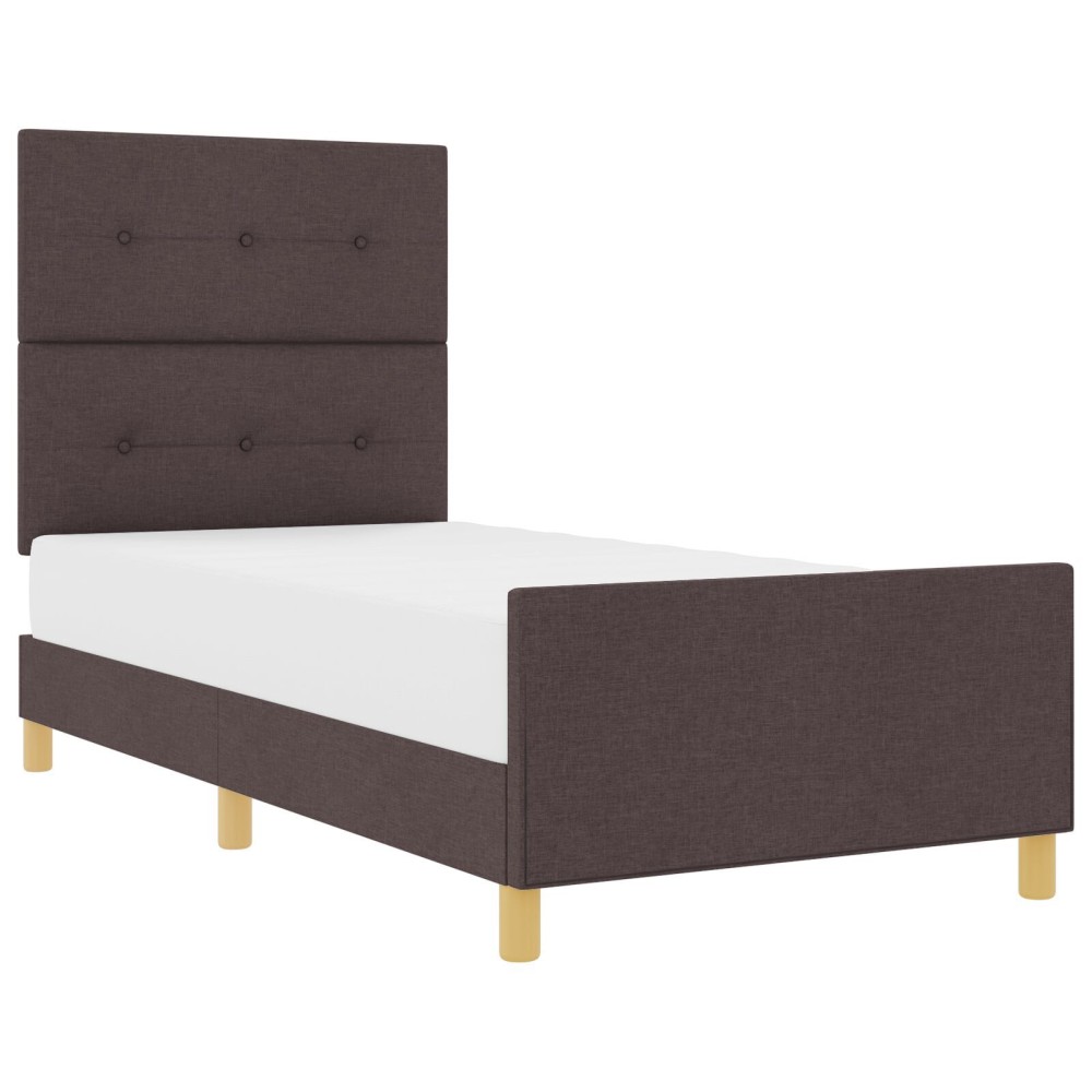 vidaXL Cadru de pat cu headboard Maro închis 90 x 200 cm țesătură