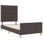 vidaXL Cadru de pat cu headboard Maro închis 90 x 200 cm țesătură vidaXL Cadru de pat cu headboard Maro închis 90 x 200 cm țesătură