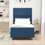 vidaXL Cadru de pat cu headboard albastru 90 x 200 cm țesătură vidaXL Cadru de pat cu headboard albastru 90 x 200 cm țesătură