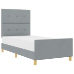 vidaXL Cadru de pat cu headboard Gri deschis 100 x 200 cm țesătură vidaXL Cadru de pat cu headboard Gri deschis 100 x 200 cm țesătură