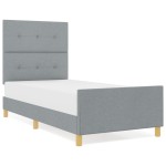 vidaXL Cadru de pat cu headboard Gri deschis 100 x 200 cm țesătură vidaXL Cadru de pat cu headboard Gri deschis 100 x 200 cm țesătură