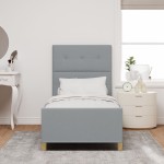 vidaXL Cadru de pat cu headboard Gri deschis 100 x 200 cm țesătură vidaXL Cadru de pat cu headboard Gri deschis 100 x 200 cm țesătură