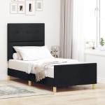 vidaXL Cadru de pat cu headboard Negru 100 x 200 cm țesătură vidaXL Cadru de pat cu headboard Negru 100 x 200 cm țesătură