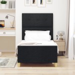 vidaXL Cadru de pat cu headboard Negru 100 x 200 cm țesătură vidaXL Cadru de pat cu headboard Negru 100 x 200 cm țesătură