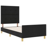 vidaXL Cadru de pat cu headboard Negru 100 x 200 cm țesătură vidaXL Cadru de pat cu headboard Negru 100 x 200 cm țesătură