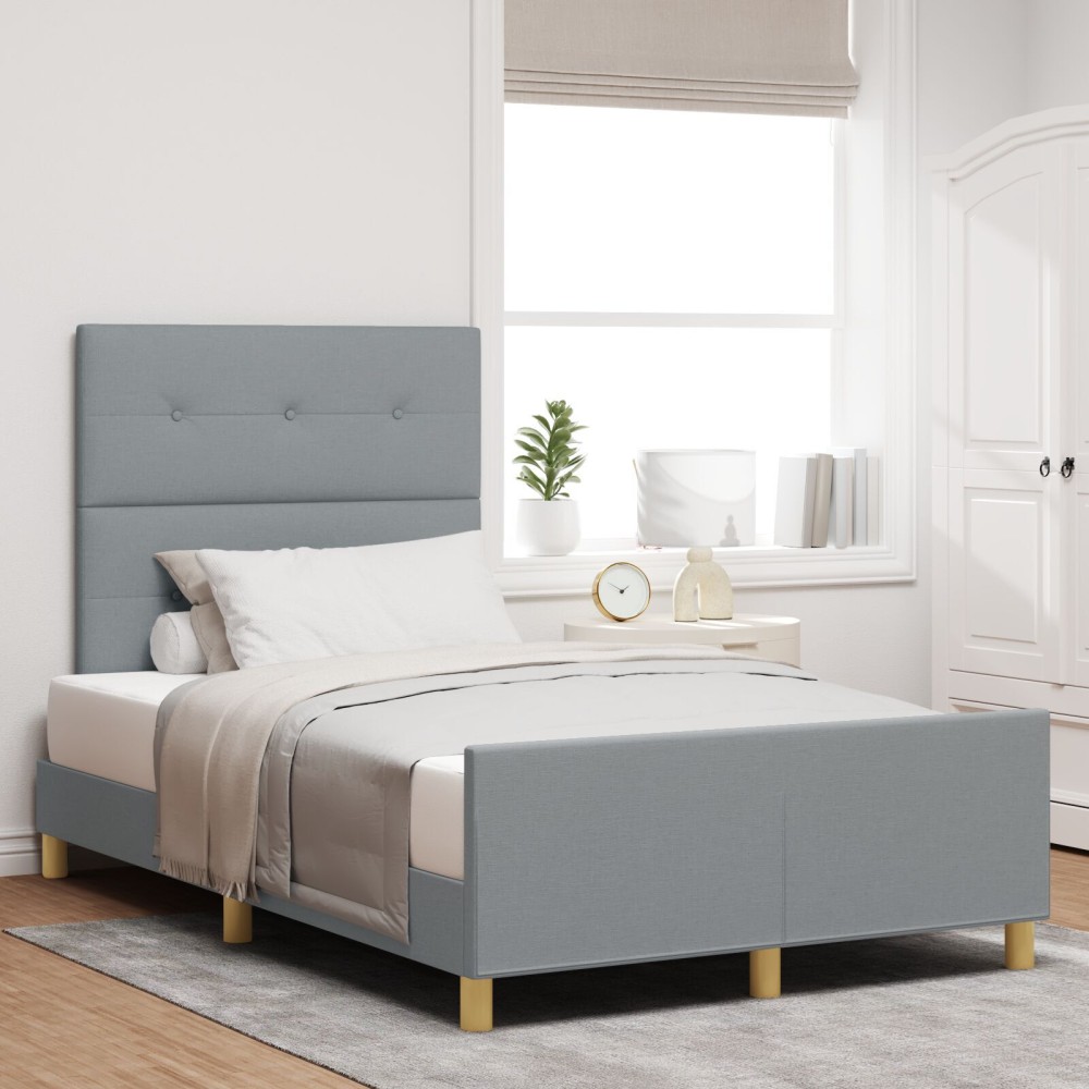 vidaXL Cadru de pat cu headboard Gri deschis 120 x 190 cm țesătură
