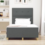 vidaXL Cadru de pat cu headboard Gri închis 120 x 190 cm țesătură vidaXL Cadru de pat cu headboard Gri închis 120 x 190 cm țesătură