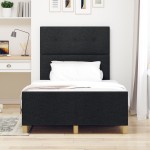 vidaXL Cadru de pat cu headboard Negru 120 x 190 cm țesătură vidaXL Cadru de pat cu headboard Negru 120 x 190 cm țesătură