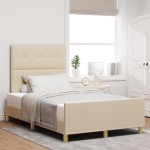 Cadru de pat vidaXL în crem, 120x190 cm, fabricat din material textil Cadru de pat vidaXL în crem, 120x190 cm, fabricat din material textil