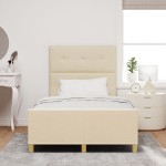 Cadru de pat vidaXL în crem, 120x190 cm, fabricat din material textil Cadru de pat vidaXL în crem, 120x190 cm, fabricat din material textil