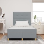vidaXL Cadru de pat cu headboard Gri deschis 120 x 200 cm țesătură vidaXL Cadru de pat cu headboard Gri deschis 120 x 200 cm țesătură
