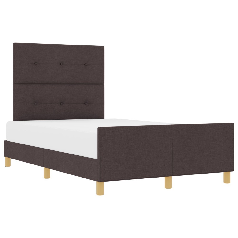 vidaXL Cadru de pat cu headboard Maro închis 120 x 200 cm țesătură