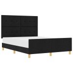 vidaXL Cadru de pat cu headboard Negru 140 x 190 cm țesătură vidaXL Cadru de pat cu headboard Negru 140 x 190 cm țesătură