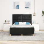 vidaXL Cadru de pat cu headboard Negru 140 x 200 cm țesătură vidaXL Cadru de pat cu headboard Negru 140 x 200 cm țesătură