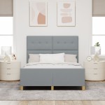 vidaXL Cadru de pat cu headboard Gri deschis 160 x 200 cm țesătură vidaXL Cadru de pat cu headboard Gri deschis 160 x 200 cm țesătură