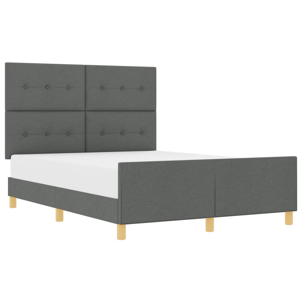vidaXL Cadru de pat cu headboard Gri închis 160 x 200 cm țesătură