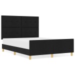 vidaXL Cadru de pat cu headboard Negru 160 x 200 cm țesătură vidaXL Cadru de pat cu headboard Negru 160 x 200 cm țesătură