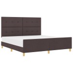 vidaXL Cadru de pat cu headboard Maro închis 180 x 200 cm țesătură