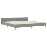 vidaXL Cadru de pat cu headboard Gri deschis 200 x 200 cm țesătură vidaXL Cadru de pat cu headboard Gri deschis 200 x 200 cm țesătură