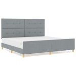 vidaXL Cadru de pat cu headboard Gri deschis 200 x 200 cm țesătură vidaXL Cadru de pat cu headboard Gri deschis 200 x 200 cm țesătură