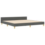 vidaXL Cadru de pat cu headboard Gri închis 200 x 200 cm țesătură vidaXL Cadru de pat cu headboard Gri închis 200 x 200 cm țesătură