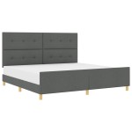 vidaXL Cadru de pat cu headboard Gri închis 200 x 200 cm țesătură vidaXL Cadru de pat cu headboard Gri închis 200 x 200 cm țesătură