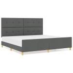 vidaXL Cadru de pat cu headboard Gri închis 200 x 200 cm țesătură vidaXL Cadru de pat cu headboard Gri închis 200 x 200 cm țesătură