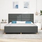 vidaXL Cadru de pat cu headboard Gri închis 200 x 200 cm țesătură vidaXL Cadru de pat cu headboard Gri închis 200 x 200 cm țesătură