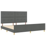 vidaXL Cadru de pat cu headboard Gri închis 200 x 200 cm țesătură vidaXL Cadru de pat cu headboard Gri închis 200 x 200 cm țesătură