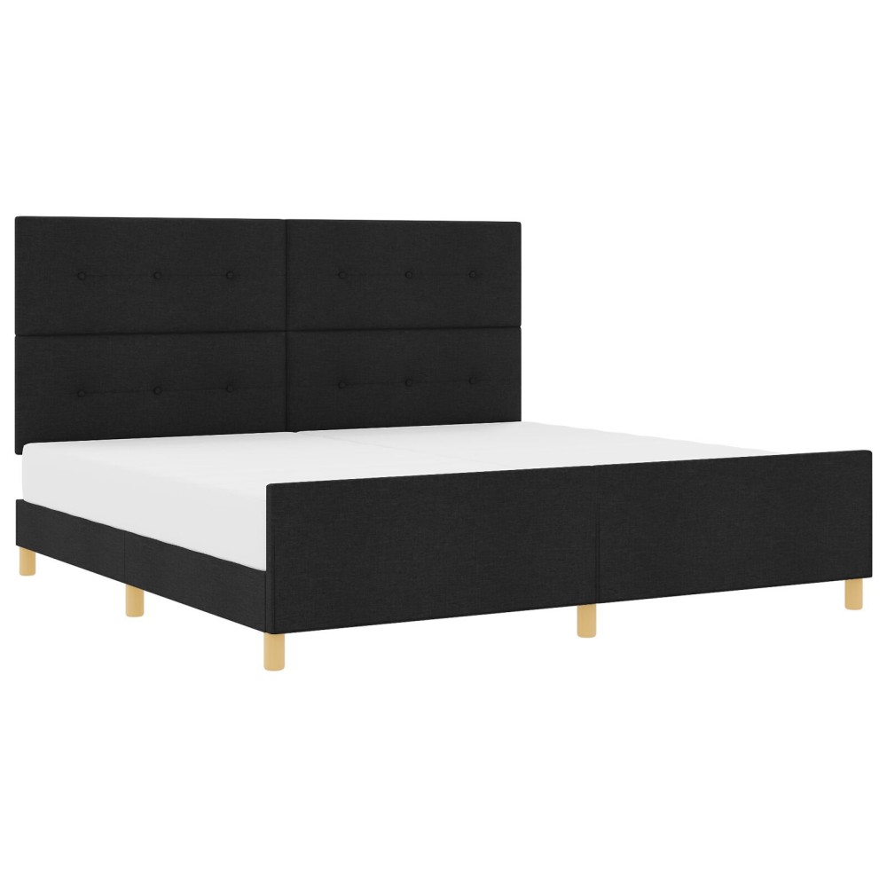 vidaXL Cadru de pat cu headboard Negru 200 x 200 cm țesătură