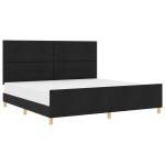 vidaXL Cadru de pat cu headboard Negru 200 x 200 cm țesătură vidaXL Cadru de pat cu headboard Negru 200 x 200 cm țesătură