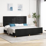vidaXL Cadru de pat cu headboard Negru 200 x 200 cm țesătură vidaXL Cadru de pat cu headboard Negru 200 x 200 cm țesătură
