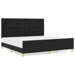 vidaXL Cadru de pat cu headboard Negru 200 x 200 cm țesătură vidaXL Cadru de pat cu headboard Negru 200 x 200 cm țesătură