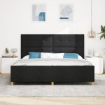 vidaXL Cadru de pat cu headboard Negru 200 x 200 cm țesătură vidaXL Cadru de pat cu headboard Negru 200 x 200 cm țesătură