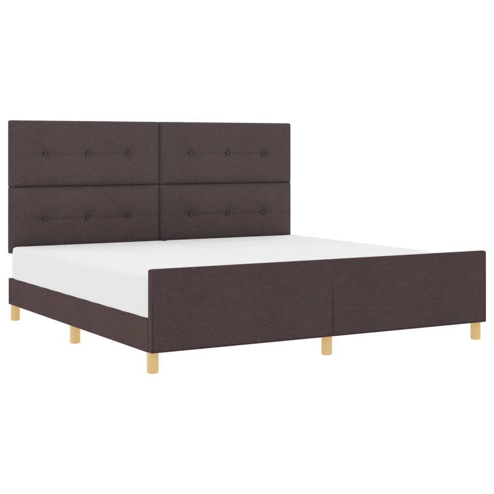 vidaXL Cadru de pat cu headboard Maro închis 200 x 200 cm țesătură