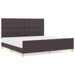 vidaXL Cadru de pat cu headboard Maro închis 200 x 200 cm țesătură
