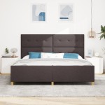 vidaXL Cadru de pat cu headboard Maro închis 200 x 200 cm țesătură